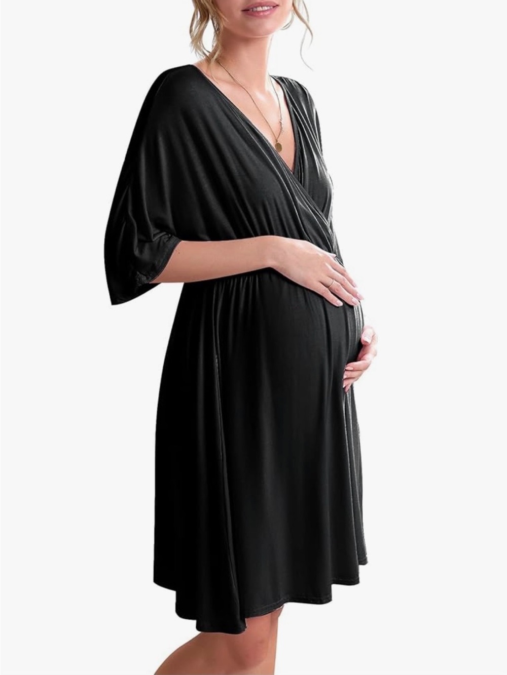 New Ekouaer 3 in 1 Maternity Nursing Nightgown in Black - Sz XL